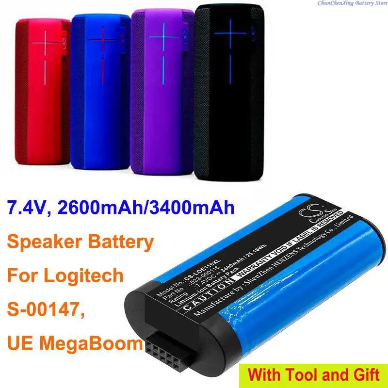 Batteria Altoparlante 7.4V 2600Mah/3400Mah 533-000138, 533-000116 Per Logitech S-00147, Ue Megaboom, Ue Megaboom 1