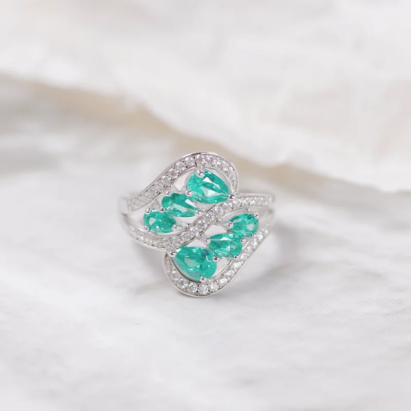 Vendita Calda S925 Argento Sintetico Laboratorio Cresciuto Paraiba Anelli Da Donna Gioielli