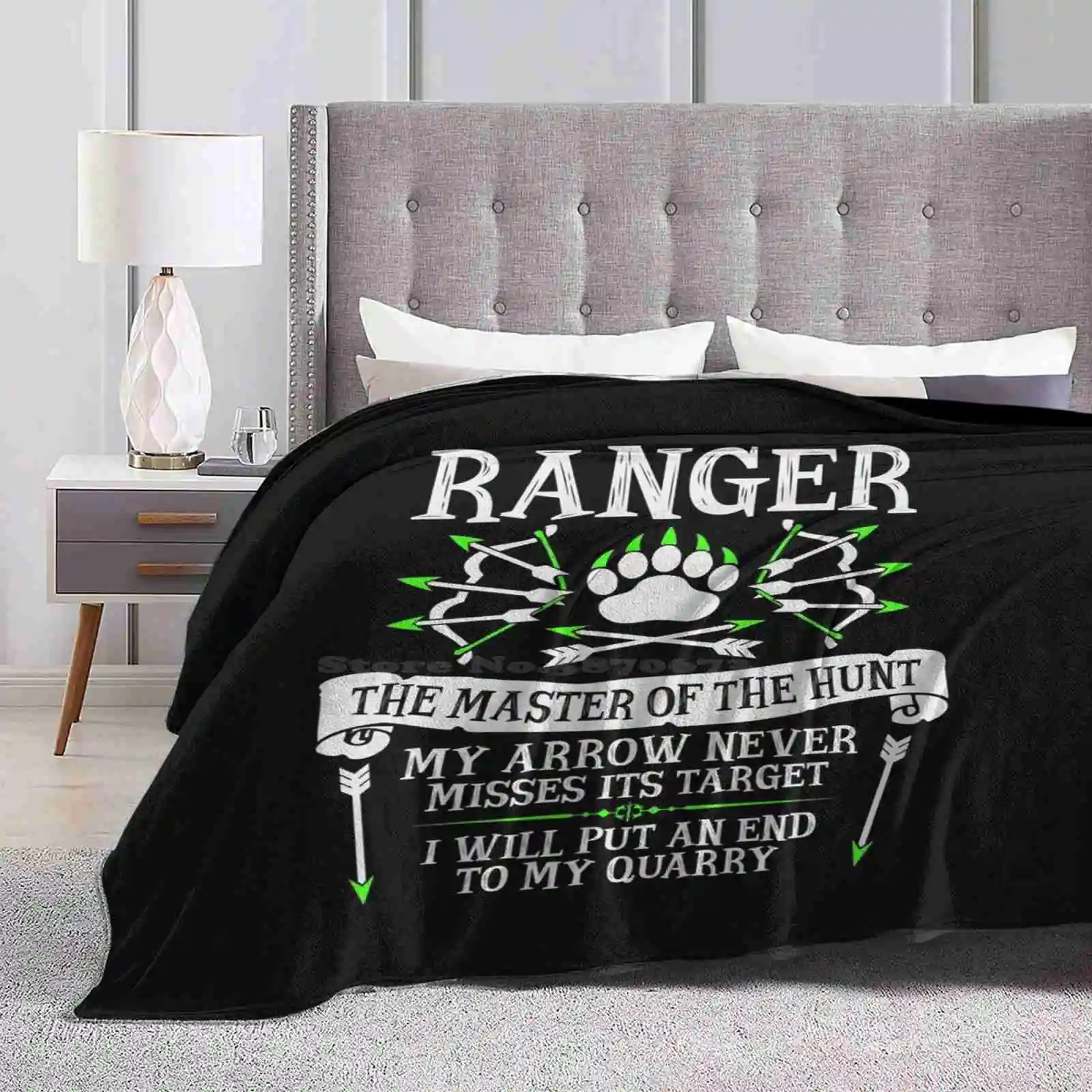 Ranger , The Master Of The Hunt-& Dragons (Testo Bianco) Trend Style Funny Fashion Soft Throw Coperta Ruolo Critico Geek Sundry