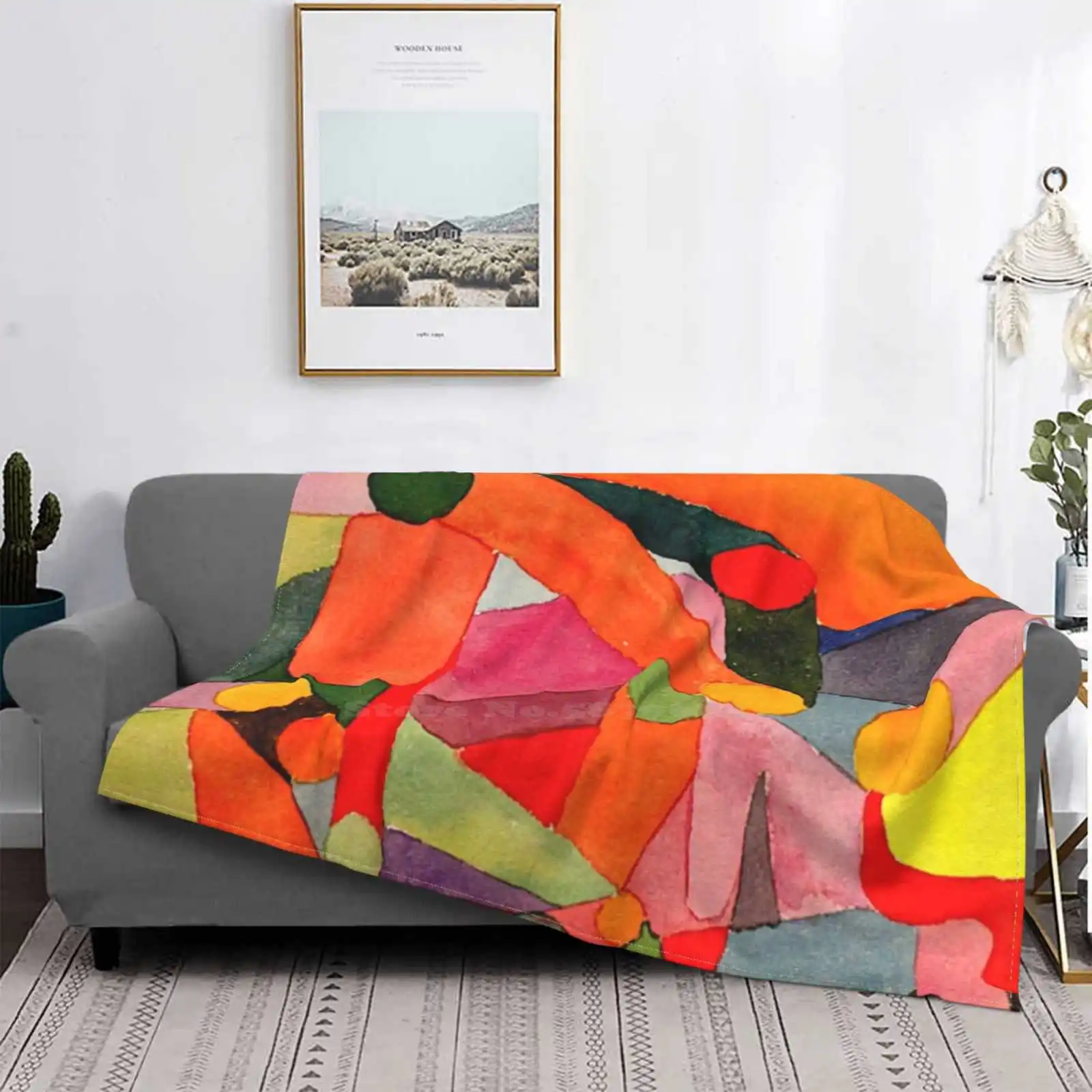 Klee-Untitled 1914 Design Creativo Confortevole Coperta Di Flanella Paul Klee Cubismo Geometrico Baumaison Untitled 1914 Vintage