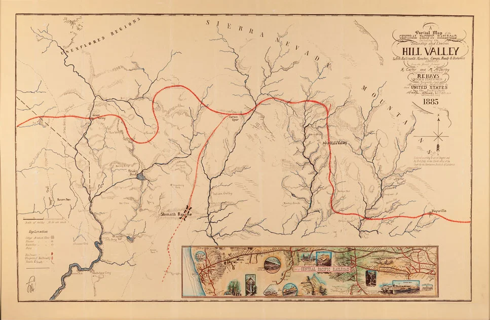 1990 Ritorno Al Futuro 3 Hill Valley Rail Map Art Picture Print Silk Poster Home Wall Decor