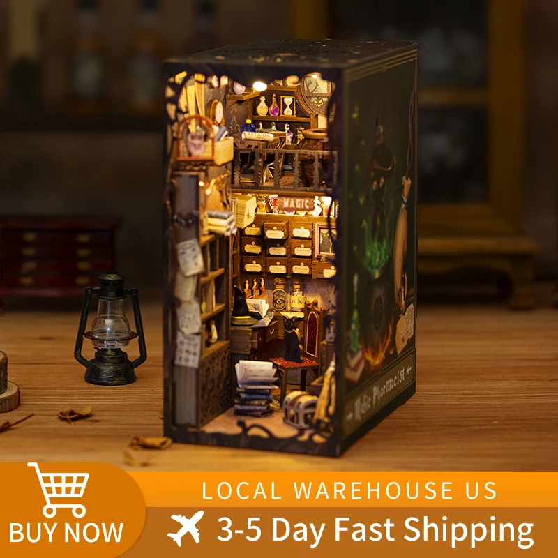 Cutefun Book Nook Kit Magic Farmacista Diy Miniature House Touch Light Con Mobili Spedizione Veloce Regalo Per La Festa Della Mamma