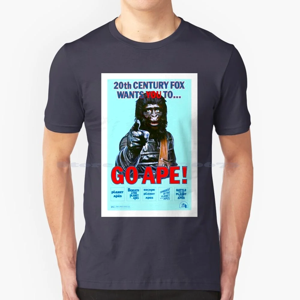 Go Ape Planet Of The Apes T Shirt 100% Cotone Tee Go Ape Pota Planet Of The Apes 20Th Century Fox Charlton Heston Roddy