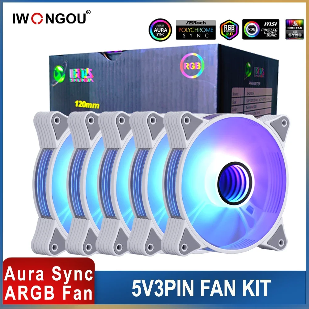 Ventola Per Pc 120Mm Ar12Pro Kit Ventole Argb 12Cm 4Pin Pwm Cooler Per Pc Case Iwongou Unlimited Space Slient Pc Cooling Z.