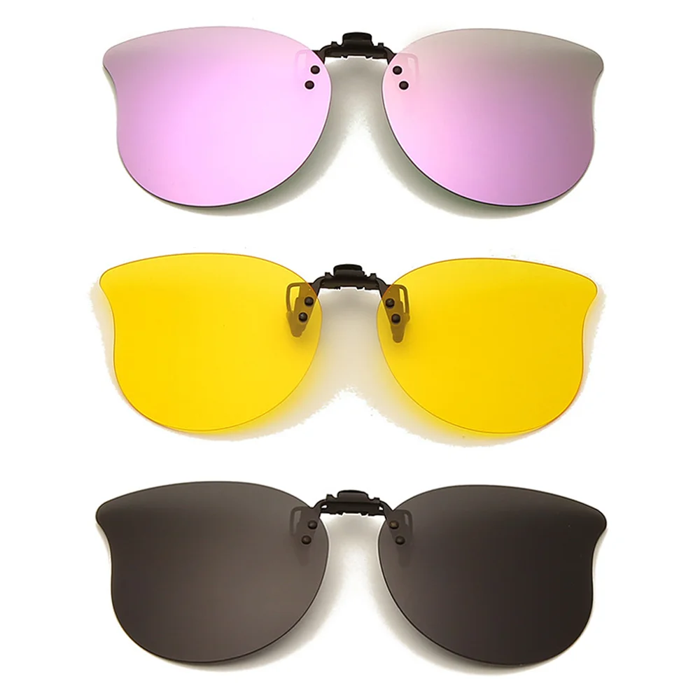 Fishing Women Mirror Purple Polarized Pilot Flip Up Clip On Occhiali Da Sole Driving Ladies Pink Sun Glasses Night Vision Lens