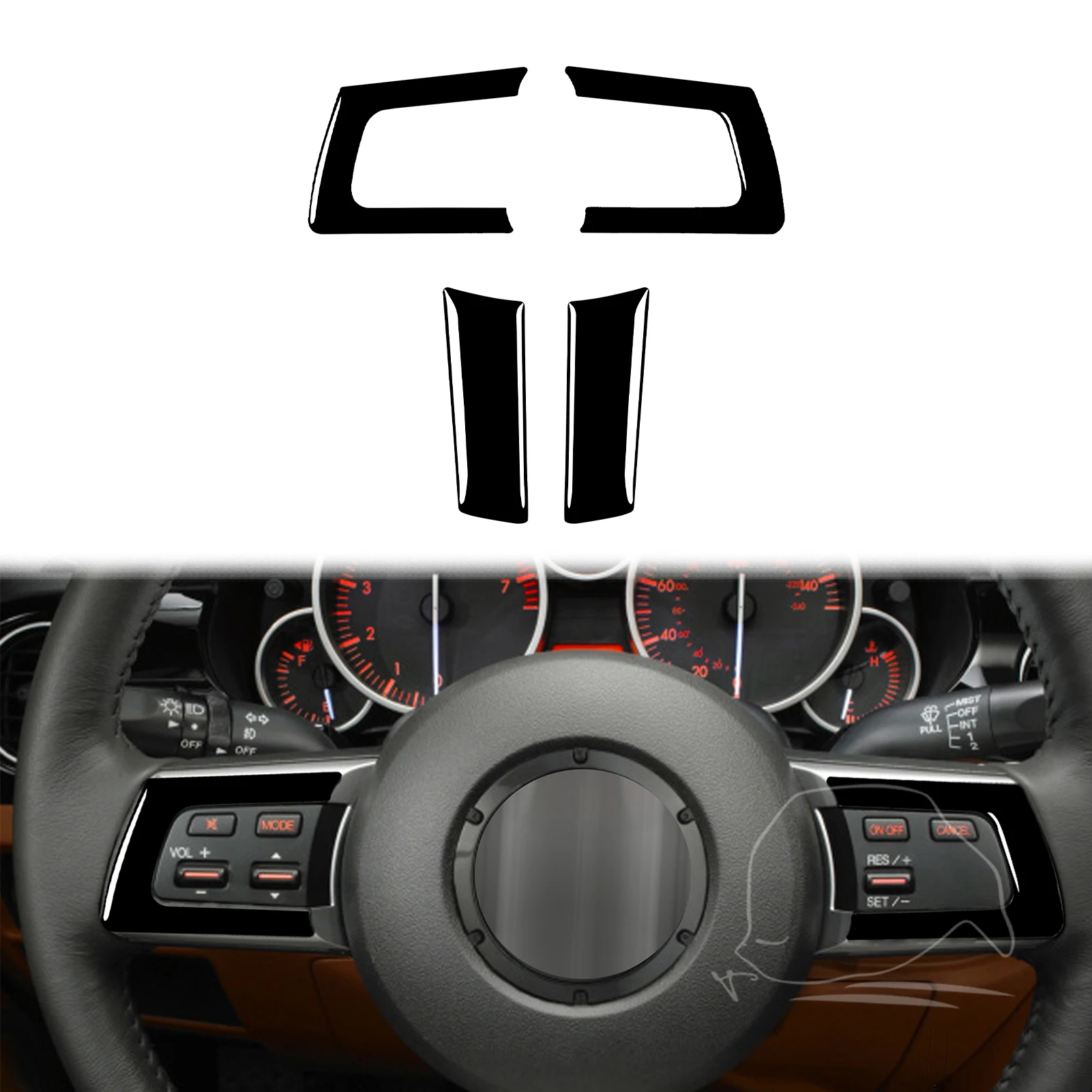 Coprivolante Trim Sticker Decal Per Mazda Mx5 Miata 2009 2010 2011 2012 2013 2014 2015 Accessori Auto Piano Nero