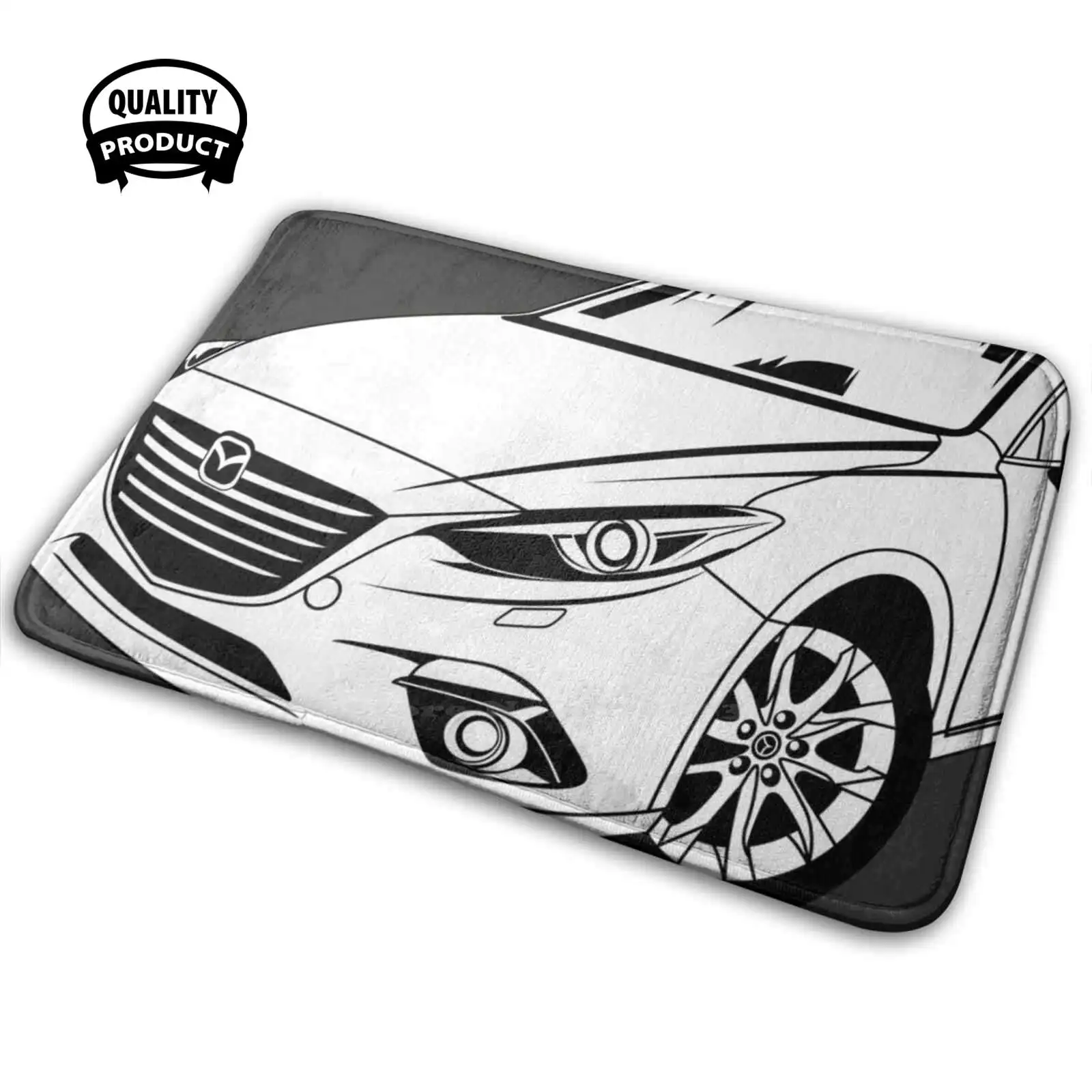 Mazda 3 Gen 3 3D Articoli Per La Casa Tappeto Tappeto Tappeto Cuscino Mazda 3 3 Mazda Mazdaspeed Mps Line Art Gen 1 Zoom Hot Tratteggio Bianco