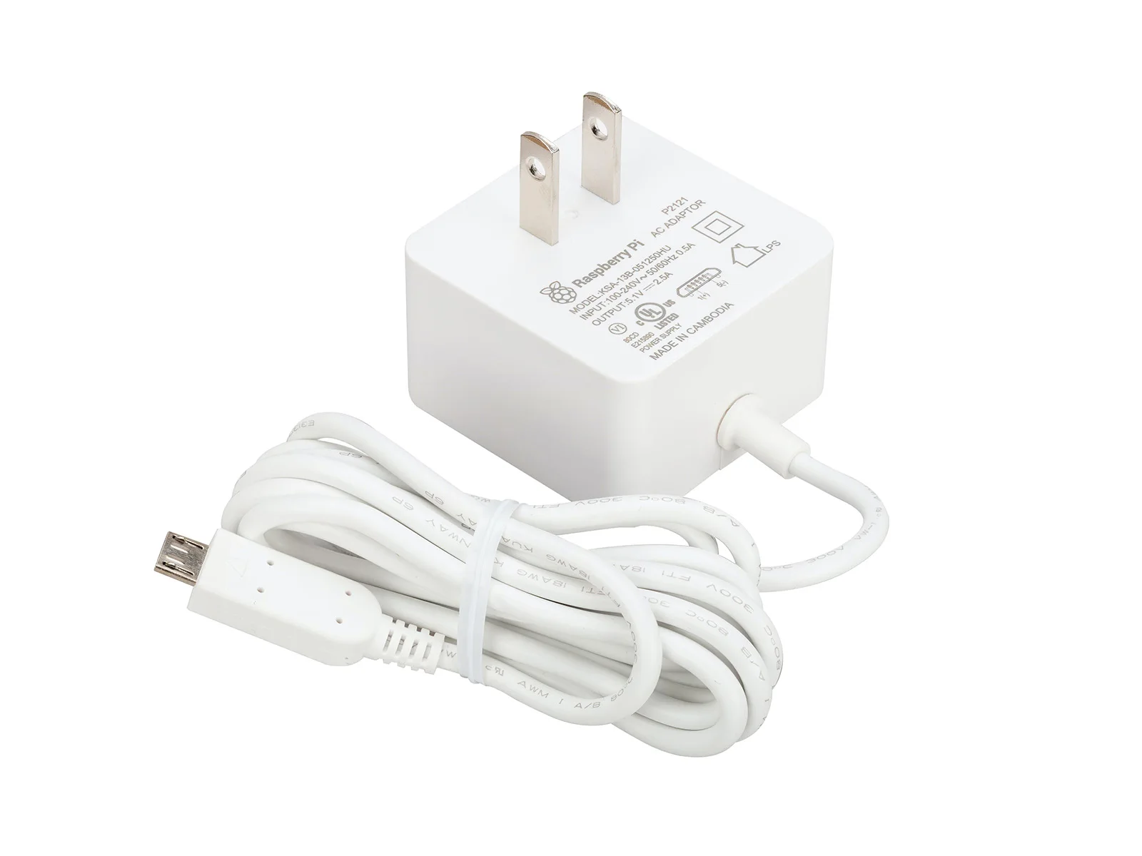 Alimentatore Micro Usb Raspberry Pi 12.5W, 5V 2,5A, Per Tutti I Computer Raspberry Pi Alimentati Da Micro Usb