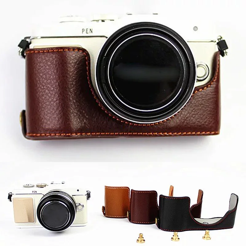 Impugnatura Per Mezza Fotocamera In Vera Pelle Per Olympus E-Pl7 Epl7 E-Pl8 Epl8 E-Pl9 Epl9