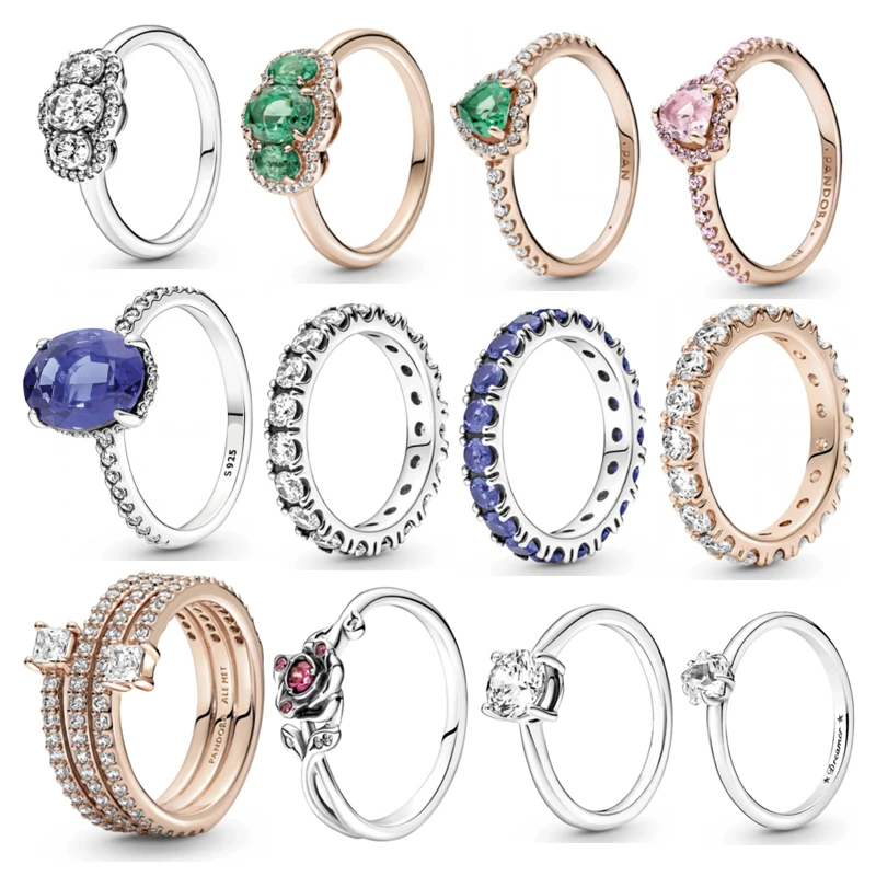 Pandora 100% 925 Sterling Silver Making Custom Fine Women Ring Fit Original Summer Femme Joyas De Plata 925 Gems Rings