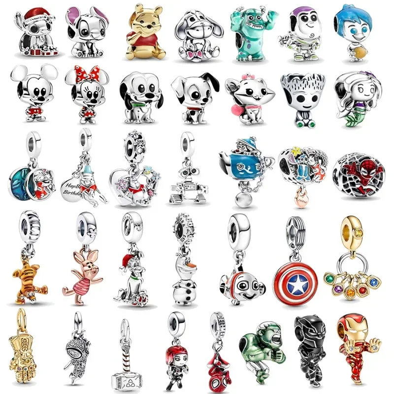 Fit Fai Da Te Pandora Donne Braccialetto Accessori Gioielli Disney Stitch Ciondolo In Lega Cartoon Pooh Marvel Groot Charm Bead Ciondolo Regalo