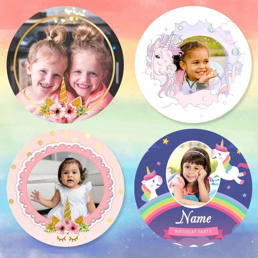 Adesivo Per Feste Unicorno Adesivi Per Foto Personalizzati Etichette Festa Di Nascita Da Ragazza Baby Shower Bomboniere Personalizzate Forniture Fai-D