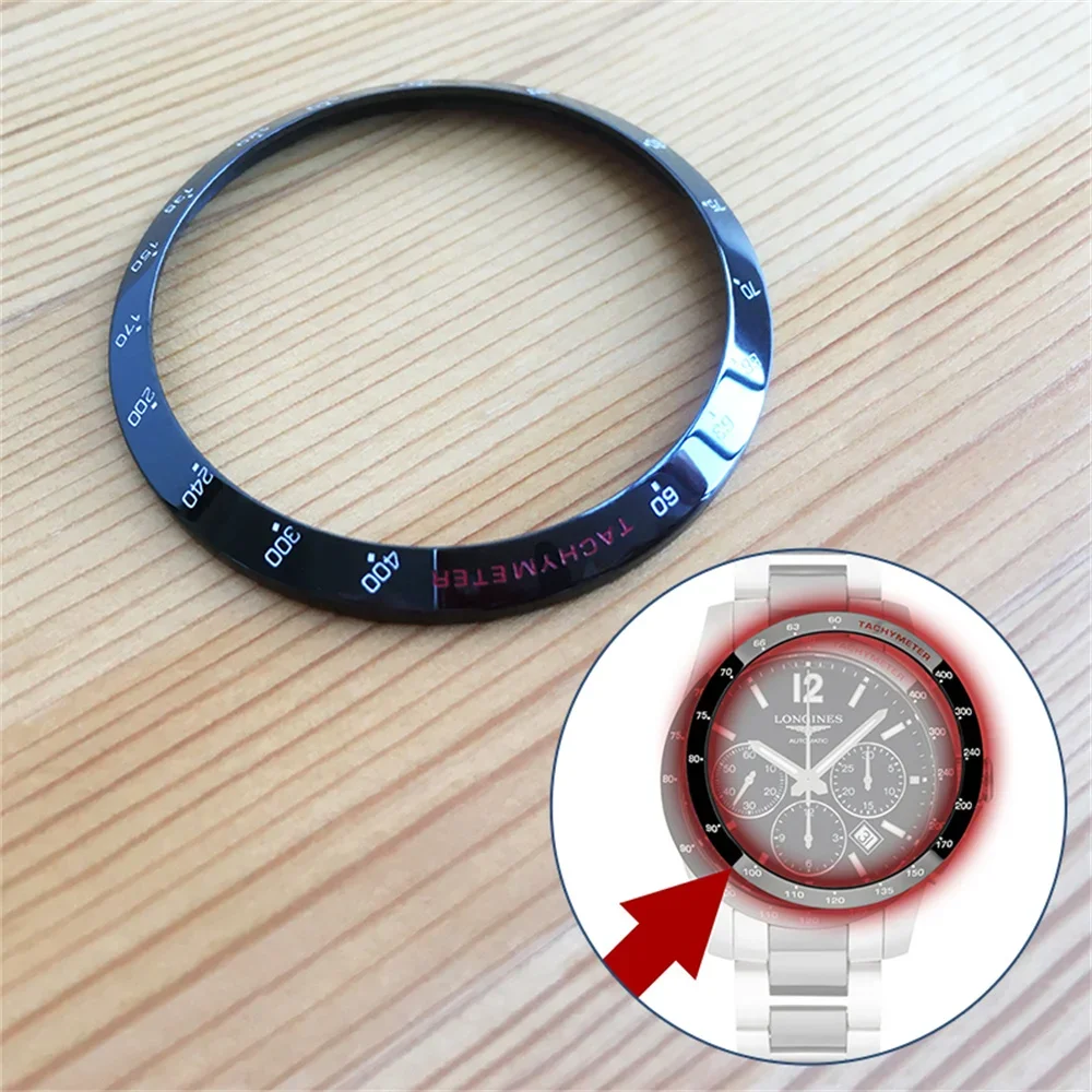 Tachimetro Lunetta In Ceramica Per Longines Conquest L2.744.4.56.7 Cronografo Automatico Orologio Da Uomo
