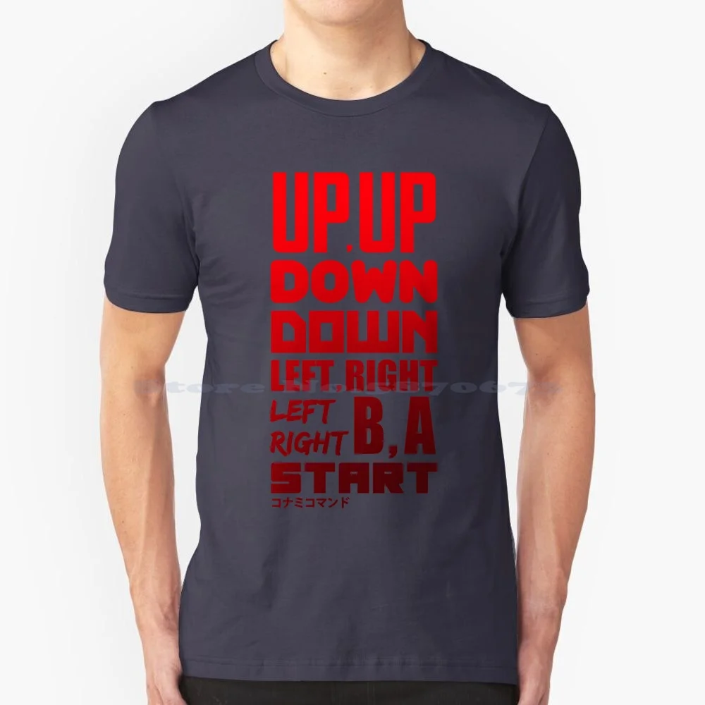Konami Code Red T Shirt 100% Cotone Tee Konami Code Contra Super C Gradius Castlevania Dance Revolution Metal Gear