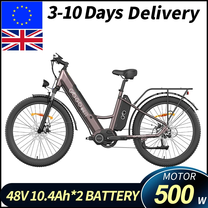 Gogobest Gf850 Electric Fat Tire Bike Dual 48 V10.4Ah Batteria 500W Mid Brushless Motor 7S Shifter Doppio Freno A Disco Mx 32 Km/H
