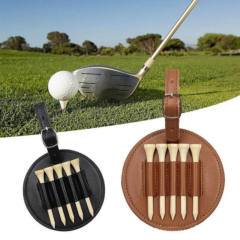 Golf Tee Holder Organizer Pu Leather Golf Tee Storage Bag 5 Tee Holes Hanging Belt Per Uomo Donna Accessori Da Golf