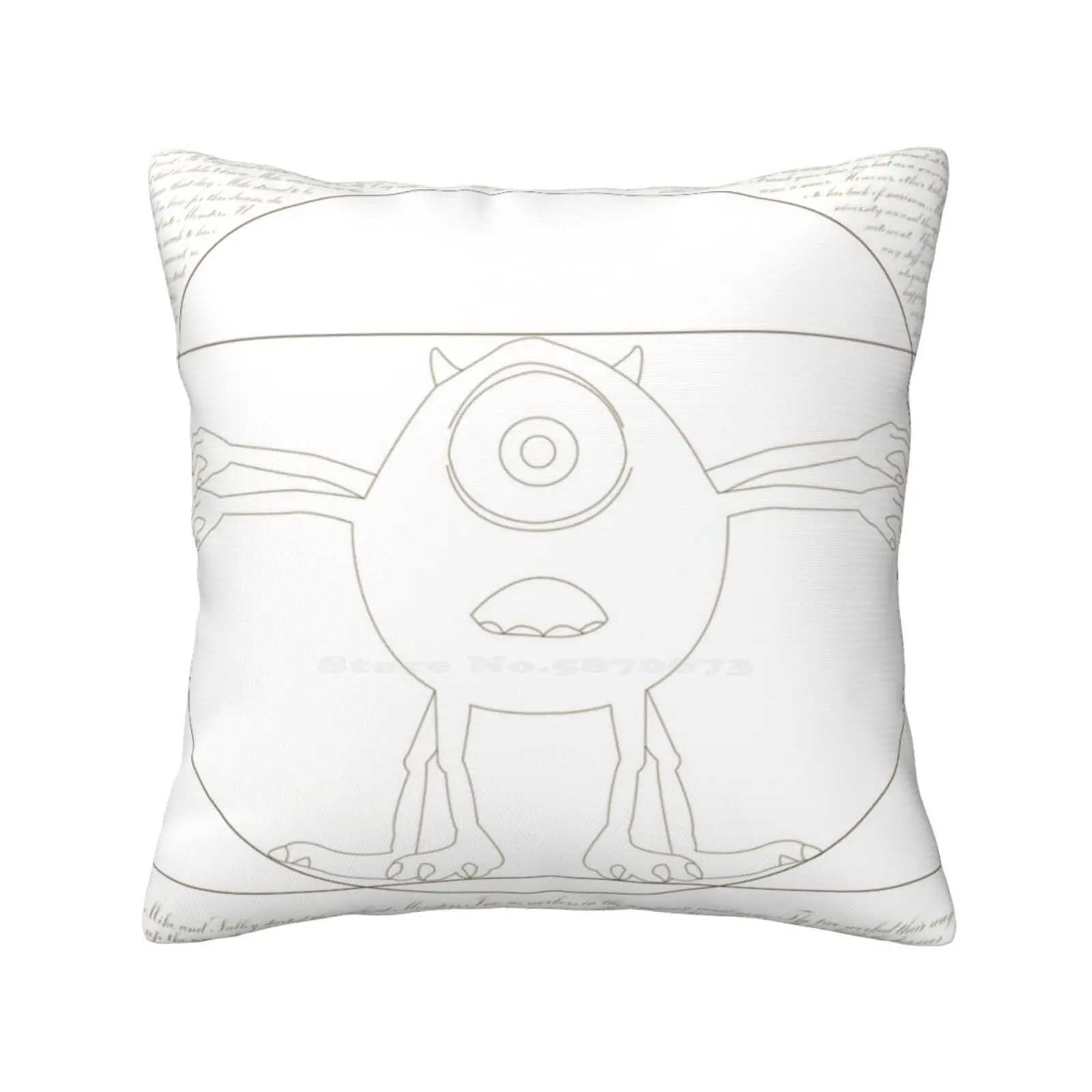 Vitruvian Wazowski Fodera Per Cuscino Hug Federa Vitrovian Man Mike Wazowski James Minh Boo Monster Co Randal Oozma Leonardo