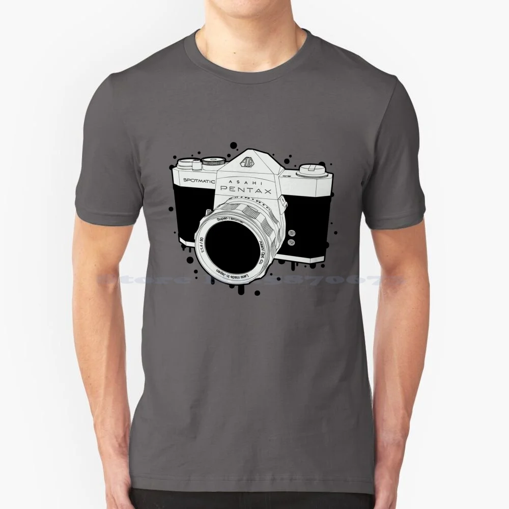 Maglietta Spotmatic 100% Cotone Tee Retro Film Pentax Spotmatic Camera Lines