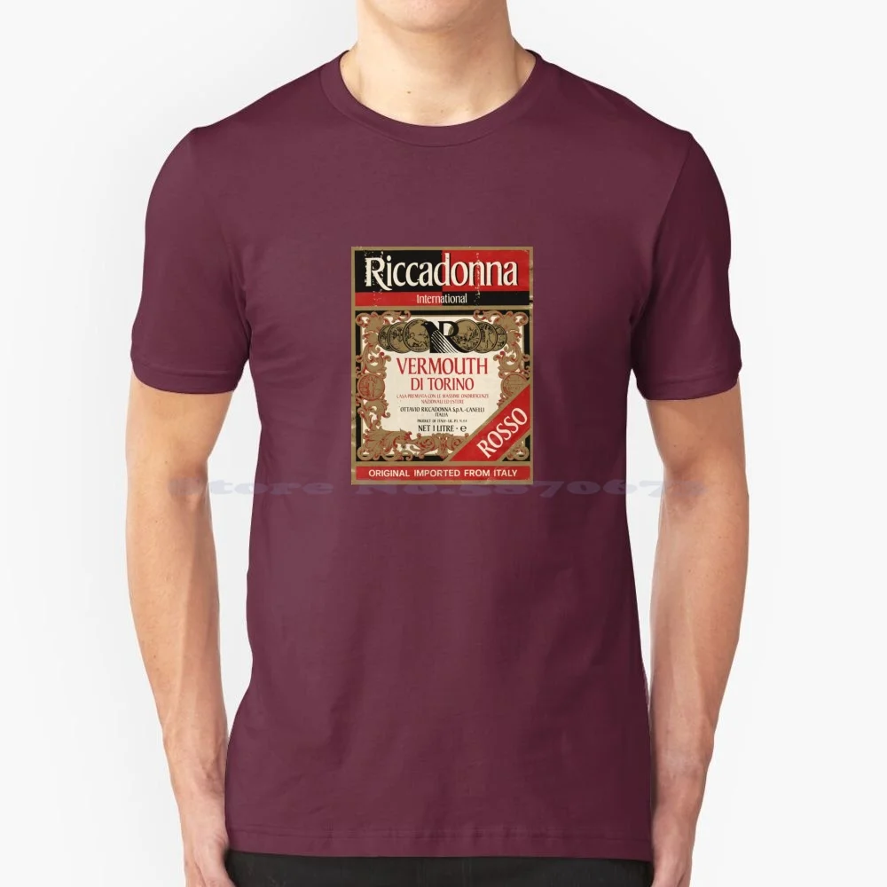Vtg De-Rosso-Aperitivo-Riccadonna-Reserve T Shirt 100% Cotton Tee Cocktail Best Review Stralino Selezione Asterley Bros