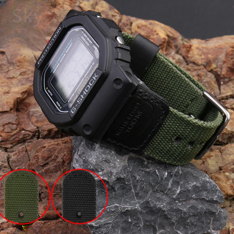 Per Casio Small Square Black Army Green Dw5600 Gw-5000 5035 Gw-M5610 Farm Oak Ga2100 Gm2100 Tela Modificata Nylon 18Mm Cinturino