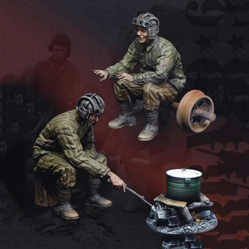 1/35 Antique Crew Man Include 2 Kit Di Figure In Resina Modello Gk In Miniatura Smontaggio Non Verniciato