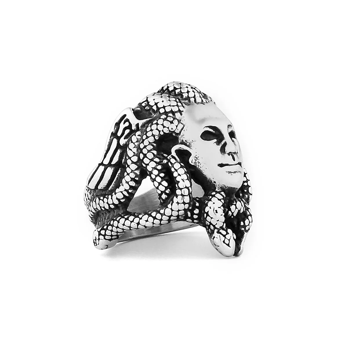 Chuangcheng Fashion Street Punk Medusa Head Statue Per Uomini E Donne Anelli Creativi In Acciaio Inossidabile Taglie 8-14