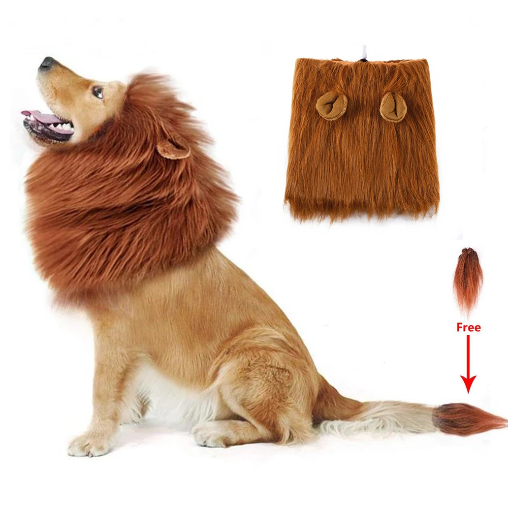 Simpatici Vestiti Cosplay Per Cani Da Compagnia Costume Lion Mane Winter Warm Pet Per Cani Di Grossa Taglia Decorazione Per Feste Con Accessori Per An