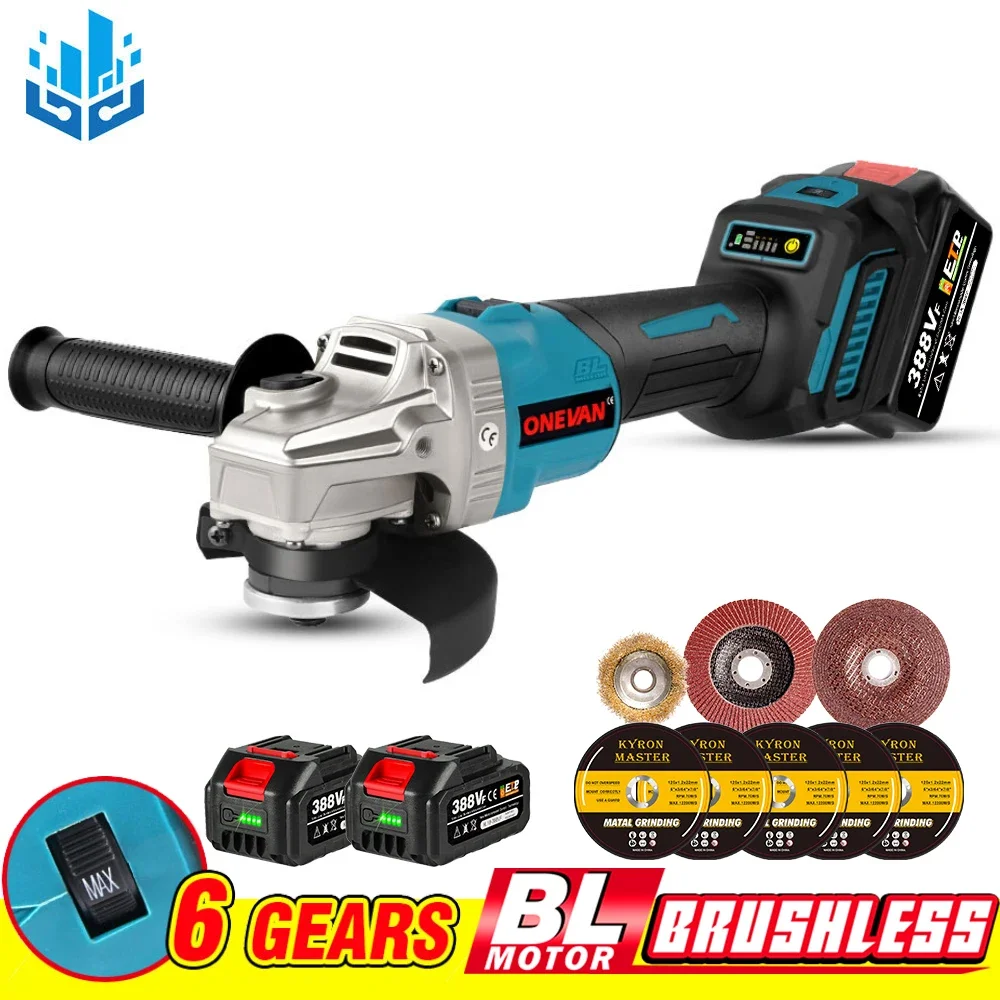 Brushless Angle Grinder 125 Millimetri M14 2000W 6-Velocità Regolabile A Mano Lucidatura Macchina Di Taglio. Per Makita 18V Batteria Strumento