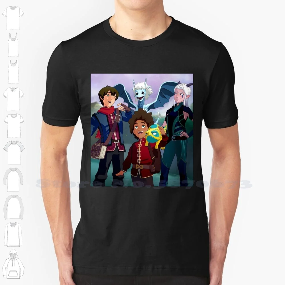 Rayla Ezran Zym Bait Callum-The Dragon Prince Black White Tshirt Per Uomo Donna Rayla Zym Callum Bait Ezran Dragon Prince The