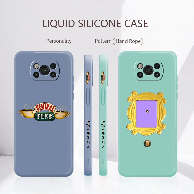 Per Xiaomi Poco 10T 11 Pro X3 Nfc F3 M4 Pro 10 Ultra Mi 11 Lite M3 X4 11T Square Liquid Central Perk Coffee Friends Etui Coque
