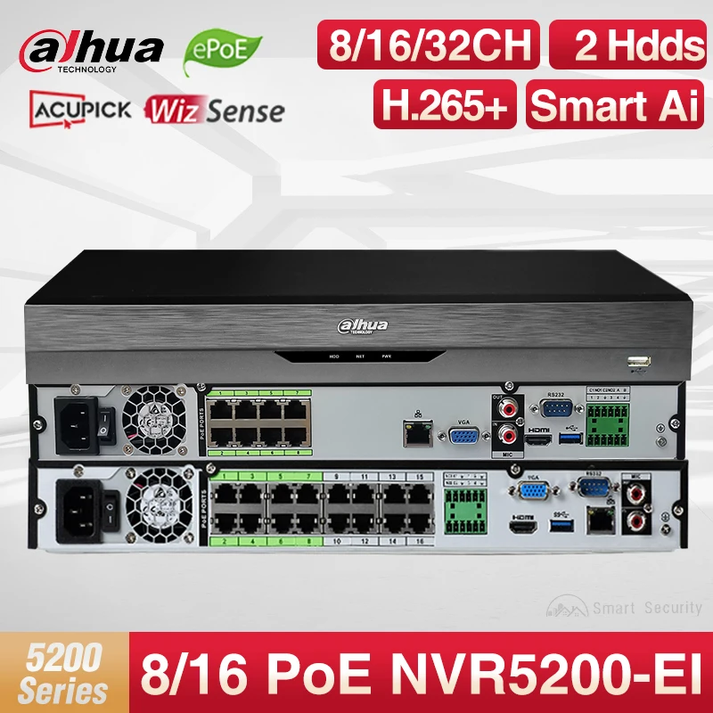Dahua Wizsense Videoregistratore 8/16/32 Canali Poe Nvr Ip Camera Smart Ai System Nvr5208-8P-Ei Nvr5216-16P-Ei Nvr5232-16P-Ei Smd