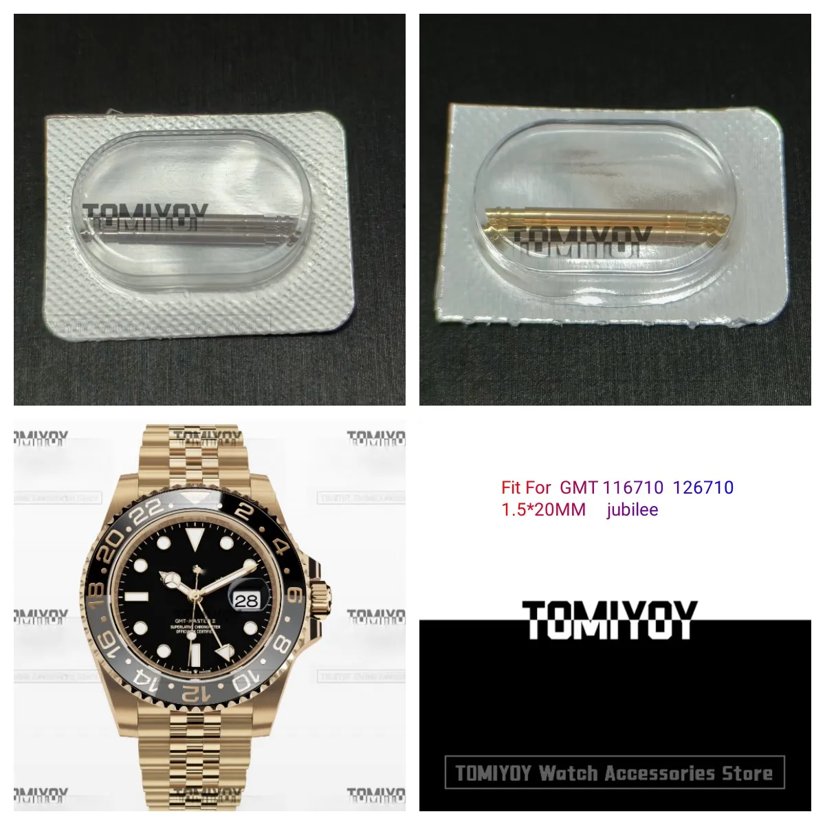 2 Pezzi 1.5*20Mm Originale Argento Oro Barra A Molla Adatta Per Rolex Gmt 116710 126710 Water Ghost Series Watch