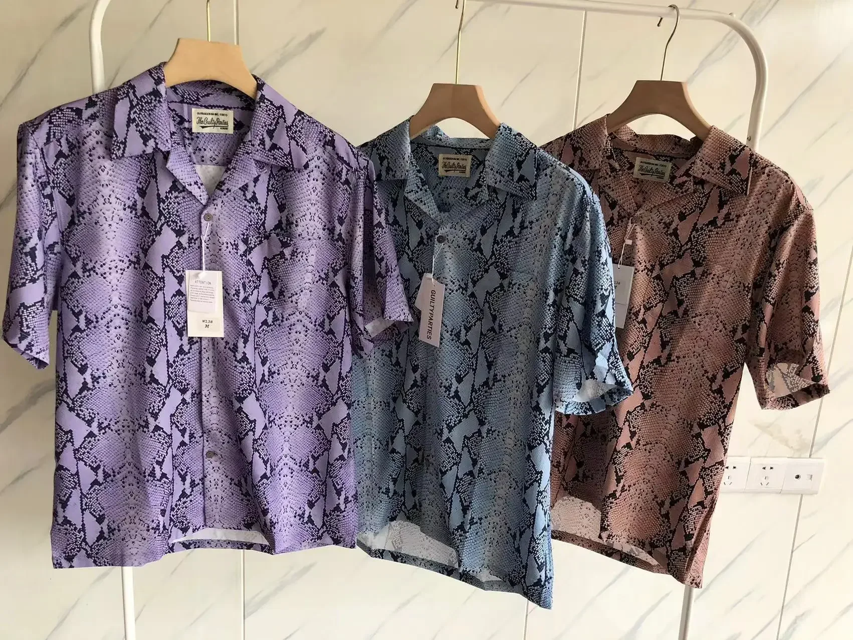 Alta Qualità 1:1 Estate Casual Spot Stampa Completa Wacko Maria Shirt Uomo Donna Streetwear Hawaii Beach Risvolto Tasca Camicie