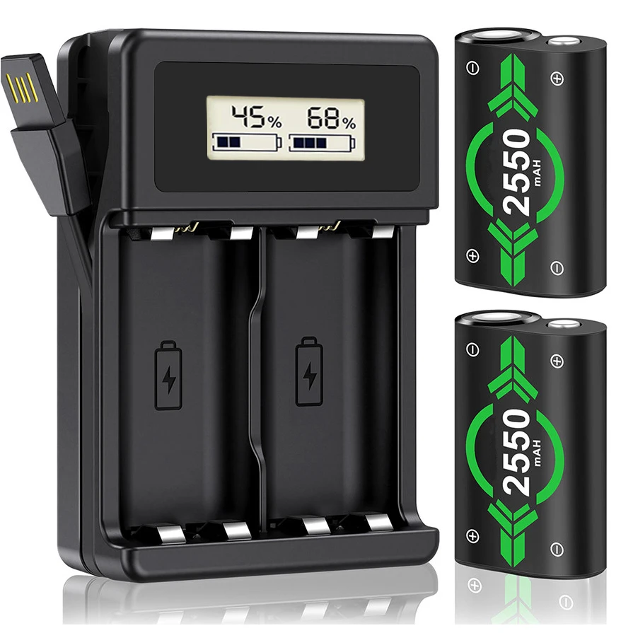 Batterie Ricaricabili Per Xbox One/Xbox Series X/S, Caricabatterie Usb Per Xbox Series X/S/Xbox One/One S/One X/One Elite Controller E 2 Batterie Per 