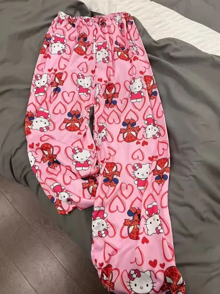 Spider-Man Cotton Loose Ladies Pigiama Pants Pantaloni Pigiama Anime Periferiche Sleep Bottoms Lounge Wear Girl Sleep Pants Primavera