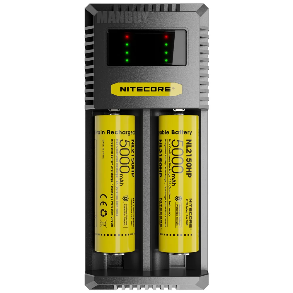 2023 Nitecore Ci2 Dual-Slot Usb-C Caricabatterie Intelligente Per Batterie Li-Ion Ni-Cd Nimh 18650 14500 Cr123 16340 26500 18350 21700 Aaa Aa