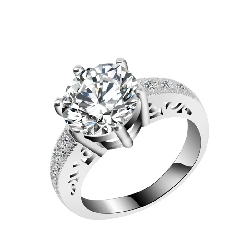 Anello Di Fidanzamento In Cristallo Fedi Nuziali Per Donna Bijuteria Prata Gioielli Anillo Festa Color Oro 1 R16
