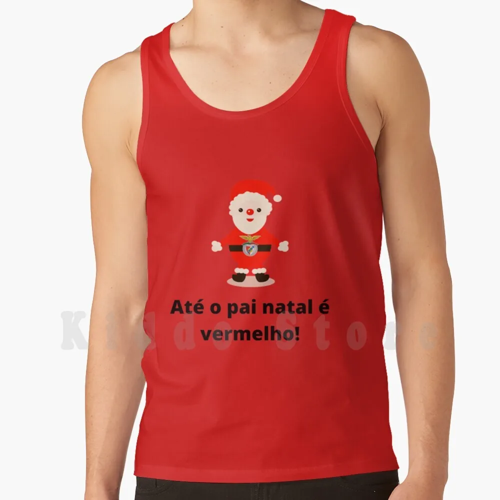 Até O Pai Natal É Vermelho Canotte Gilet 100% Cotone Vermelho Natal Pai Natal Red Glorioso Boas Festas 38 George Jesus