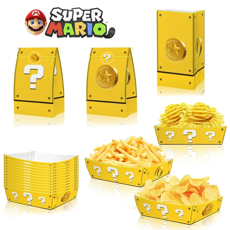 12Pcs Super Mario Bros Gift Bag Party Snack Box Popcorn Cartone Compleanni Sacchetti Regalo Anime Packing Case Candy Box Forniture Per Feste