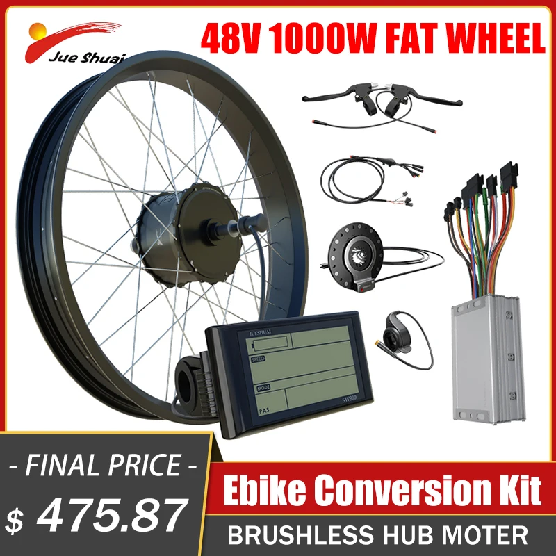 E Kit Di Conversione Bici Mozzo Ruota Motore Per Fat Bike 48V 1000W Mozzo Posteriore Moter Ruota Dropout 170/190Mm Fatbike Elettrica Snowbike