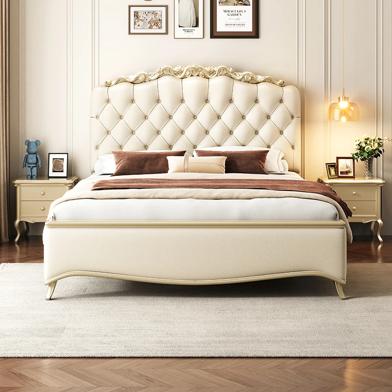 Royal European Luxury Double Bed Villa Storage Piattaforma In Legno Twin Bed Frame Safe Design Moderno Letto Matrimoniale Furnitures