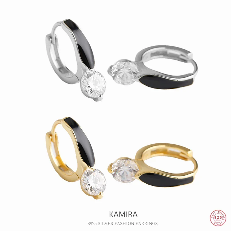Kamira Real 925 Sterling Silver Fashion Temperament Charms Orecchini Vintage Con Zirconi Per Le Donne Luxury Rock Punk Party High Jewelry