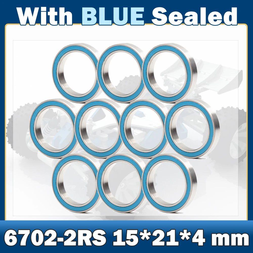 6702Rs Cuscinetto (10 Pz) 15*21*4Mm Abec-7 Hobby Elettrico Rc Auto Camion 6702 Rs 2Rs Cuscinetti A Sfera 6702-2Rs Blu Sigillato