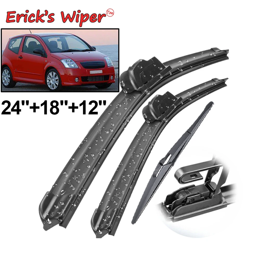 Kit Spazzole Tergicristallo Anteriore E Posteriore Di Ererick Per Citroen C2 2003 - 2009 Spazzole Antipioggia Per Parabrezza Parabrezza 24 "18" 12"