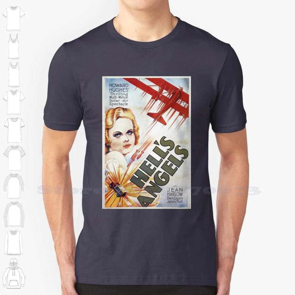Hell'S Angels Poster Cool Design Trendy T-Shirt Tee 1930 Howard Escavatori 1930S Film Ww1 Film Classici Vecchi Film Jean Harlow