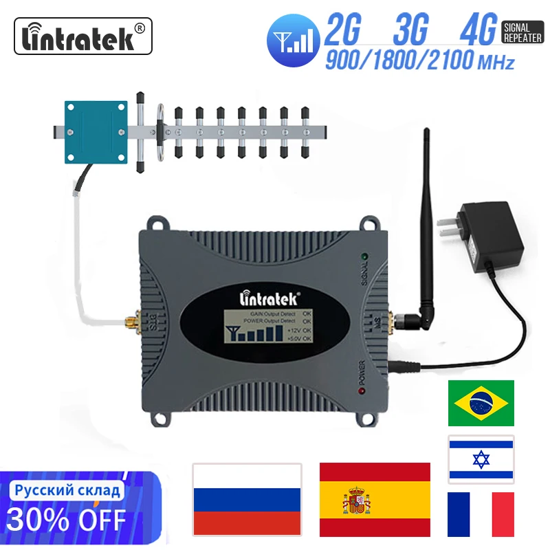 Lintratek Gsm 900 Amplificatore Cellulare 2G 3G 4G B8 B3 B1 Dcs Wcdma Ripetitore Telefonico 1800 2100 Mhz 850 B5 Ripetitore Di Segnale Antenna Yagi