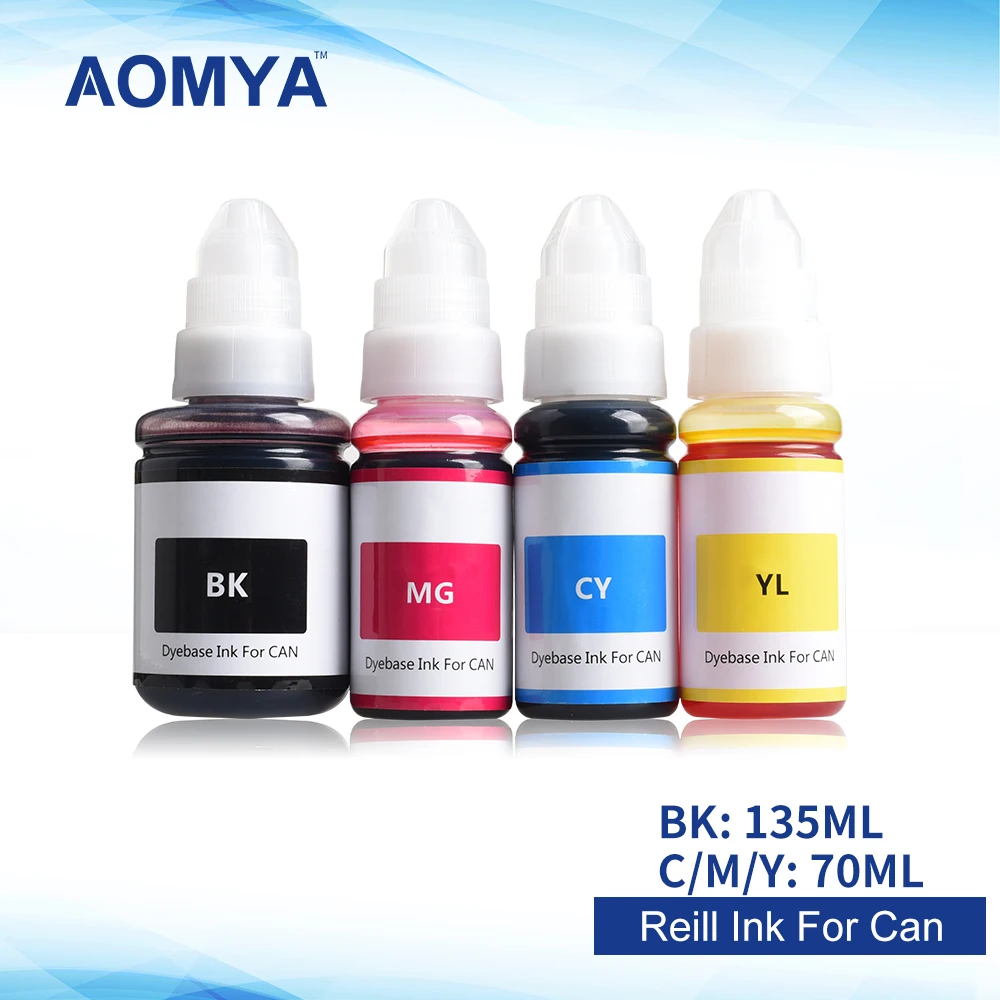 Aomya Ricarica Inchiostro Dye Per Canon G3100 Gi-490 Gi-790 Gi-890 Gi 490 790 Pixma G1000 G1100 G1400 G2400 G3400 G2000 G2100 Stampante/Set