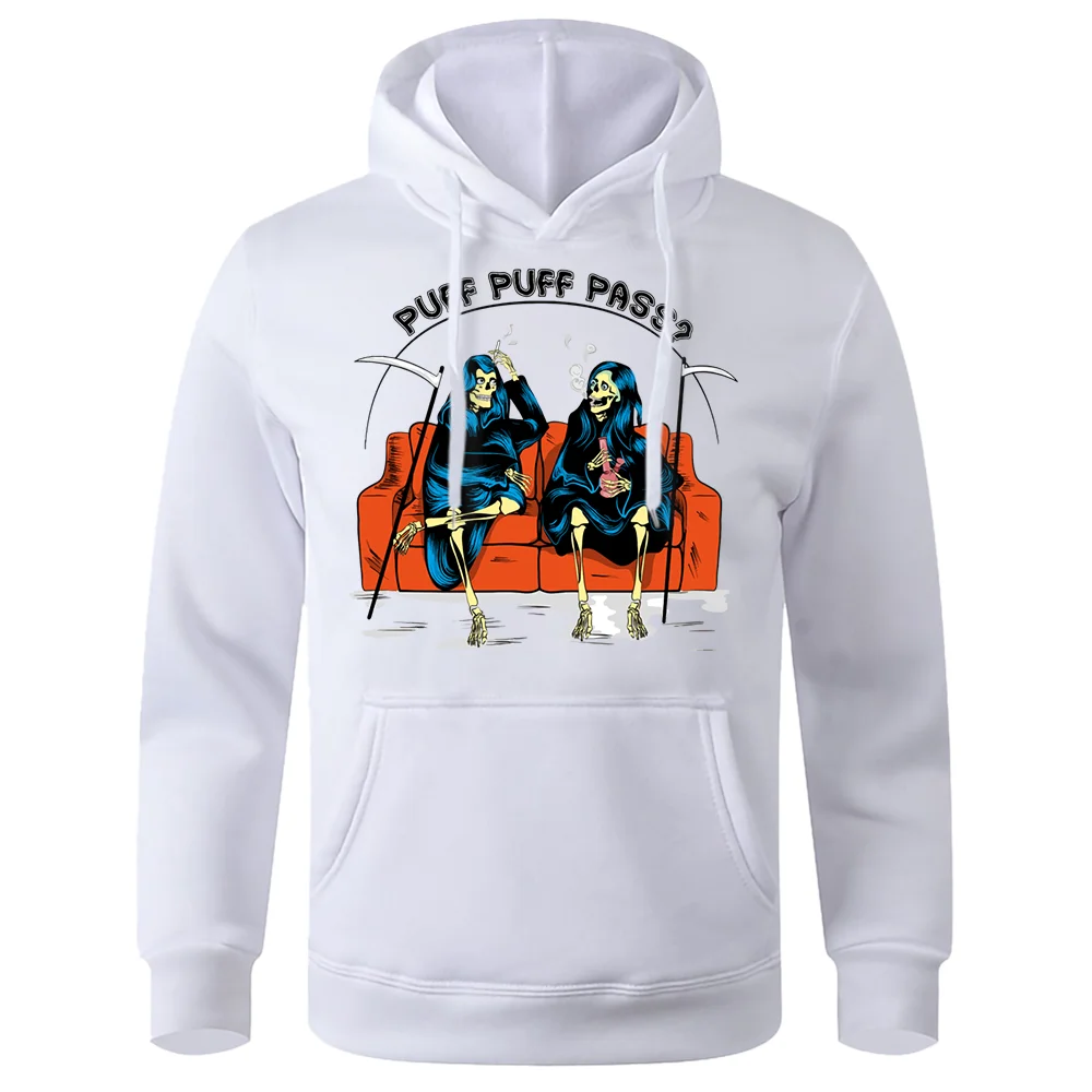Puff Puff Pass Death Scythe Creativity Skeleton Mens Felpe Con Cappuccio Oversize Calde Sports Street Hoody Basic All Match Tuta
