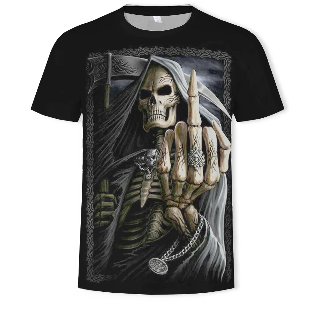T-Shirt Da Uomo Skull 3D Printe Fashion Death Scythe Casual Manica Corta O-Collo Prepotente Magliette Maschili