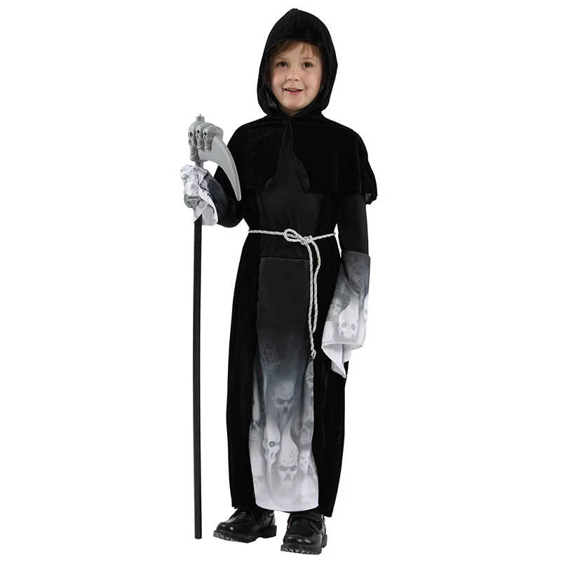 Grim Reaper Costume Kids Set Boys Vampire Costume Falce Include Halloween Costume Bambino